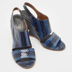 Chloe Two Tone Python Ayers Wedge Sandals Size 39
