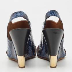 Chloe Two Tone Python Ayers Wedge Sandals Size 39