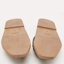 Pre Owned Chloe Black Leather Cross Strap Woody Flat Slides Size 36