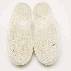 Chloe Beige/White Lace and Leather Lauren  Slip On Sneakers Size 41