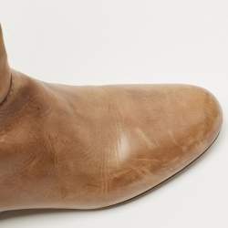 Pre Owned Chloe Brown Leather Knee Length Boots Size 36