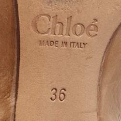 Pre Owned Chloe Brown Leather Knee Length Boots Size 36