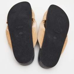 Chloe Beige Velvet Nolan Flat Slides Size 39