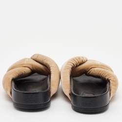 Chloe Beige Velvet Nolan Flat Slides Size 39