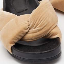 Chloe Beige Velvet Nolan Flat Slides Size 39