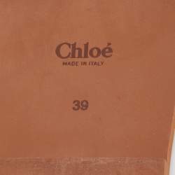 Pre Owned Chloe Black Canvas Embroidered Logo Woody Flat Slides Size 39