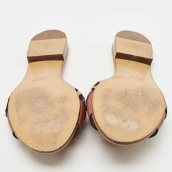 Pre Owned Chloe Tricolor Leather and Animal Print Calf Hair Flat Slides Size 42