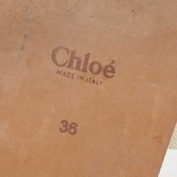 Pre Owned Chloé Off White Logo Canvas Woody Flat Slides Size 36