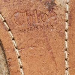 Chloe Tan Leather Wedge Platform Ankle Strap Sandals Size 39