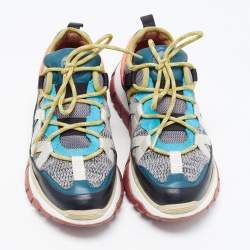 Chloe Multicolor Suede and Fabric Low Up Sneakers Size 38