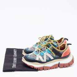 Chloe Multicolor Suede and Fabric Low Up Sneakers Size 38