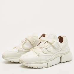 Pre Owned Chloe White Leather Sonnie Low Top Sneakers Size 36