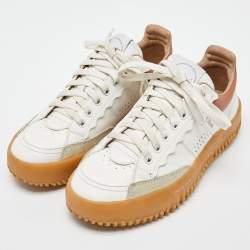 Pre Owned Chloe White/Brown Leather and Suede Frankie Sneakers Size 36