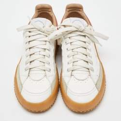 Pre Owned Chloe White/Brown Leather and Suede Frankie Sneakers Size 36