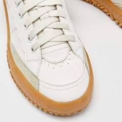 Pre Owned Chloe White/Brown Leather and Suede Frankie Sneakers Size 36