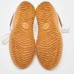 Pre Owned Chloe White/Brown Leather and Suede Frankie Sneakers Size 36