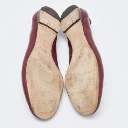 Pre Owned Chloe Burgundy Leather Lauren Ballet Flats Size 37.5
