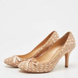 Pre Owned Chloe Beige Suede Round Toe Pumps Size 37.5