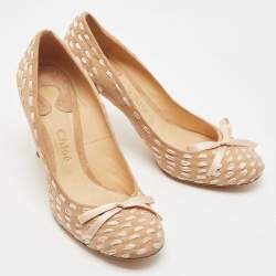 Pre Owned Chloe Beige Suede Round Toe Pumps Size 37.5
