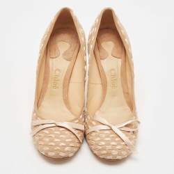 Pre Owned Chloe Beige Suede Round Toe Pumps Size 37.5