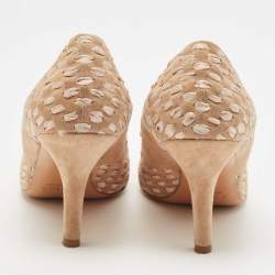 Pre Owned Chloe Beige Suede Round Toe Pumps Size 37.5