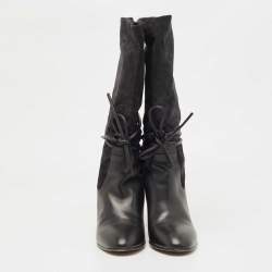 Pre Owned Chloe Black Suede and Leather Tie Mild Calf Boots Size 41