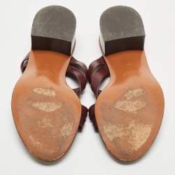 Pre Owned Chloe Burgundy Leather Rony Slide Sandals Size 39