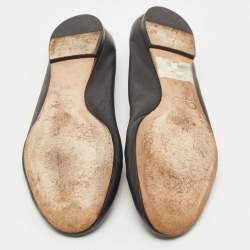 Pre Owned Chloe Black Leather Scalloped Ballet Flats Size 38.5