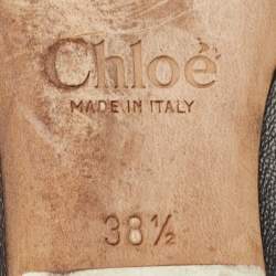 Pre Owned Chloe Black Leather Scalloped Ballet Flats Size 38.5