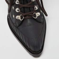 Pre Owned Chloe Black Leather Lace Up Ankle Booties Size 39