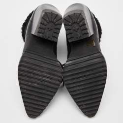 Pre Owned Chloe Black Leather Lace Up Ankle Booties Size 39