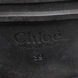 Pre Owned Chloe Black Leather Lace Up Ankle Booties Size 39