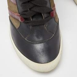 Pre Owned Chloe Tricolor Leather and Quilted Suede Wedge Sneaker Boots Size 37