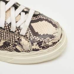 Pre Owned Chloe Beige/Black Python Embossed Leather Low Top Sneakers Size 40