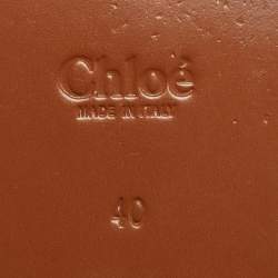 Pre Owned Chloe Brown Leather Laser Cut Ankle Strap Sandals Size 40