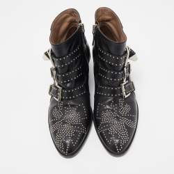 Pre Owned Chloe Black Leather Susanna Ankle Boots Size 37