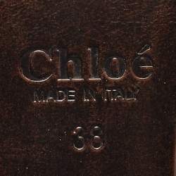 Pre Owned Chloe Brown Leather Knee Length Boots Size 38