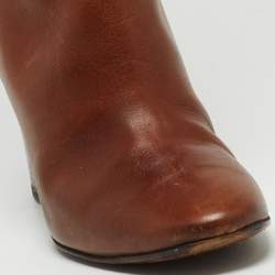 Pre Owned Chloe Brown Leather Knee Length Boots Size 38