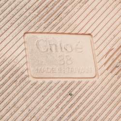 Pre Owned CHLOÉ Pink Rubber Scalloped Accent Flat Slides Size 38