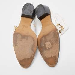 Pre Owned Chloe White Leather Cutout Studded Susanna Boots Size 40