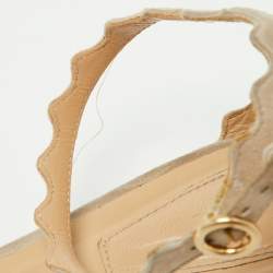 Pre Owned Chloe Grey Suede Ankle Strap Flats Size 40.5