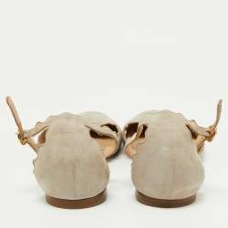 Pre Owned Chloe Grey Suede Ankle Strap Flats Size 40.5