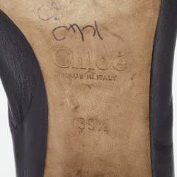 Pre Owned Chloe Black Leather Laurena Scalloped  Pumps Size 39.5