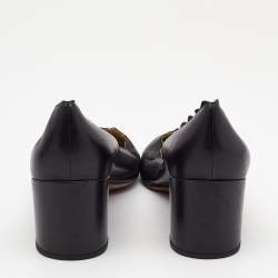 Pre Owned Chloe Black Leather Laurena Scalloped  Pumps Size 39.5