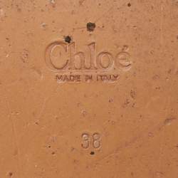 Chloe White/Tan Leather Cross Strap Wedge Platform Slingback Sandals Size 38