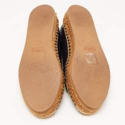 Chloe Black Leather and Logo Canvas Woody Espadrille Flats Size 37