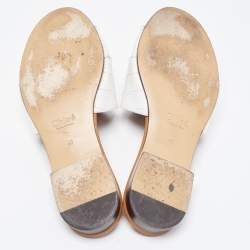 Chloe White Croc Embossed Leather C Slide Sandals Size 40