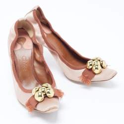 Chloe Pink Satin Embellished Pointed Toe Pumps Size 39