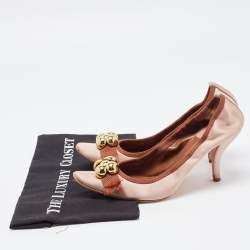 Chloe Pink Satin Embellished Pointed Toe Pumps Size 39