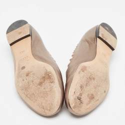 Pre Owned Chloé Metallic Scalloped Leather Lauren Ballet Flats Size 35.5